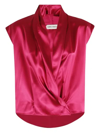 ALBERTA FERRETTI SATIN WRAP TOP