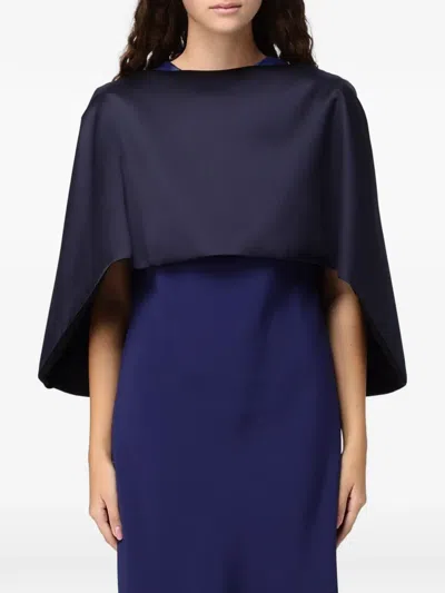 Alberta Ferretti Satin-finish Cape In Blue