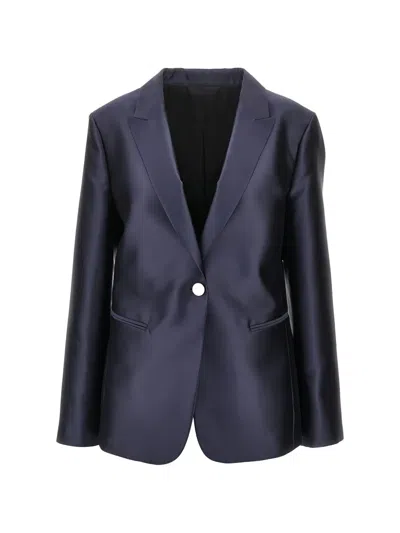 Alberta Ferretti Satin-finish Single-breasted Blazer In Black
