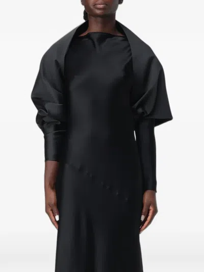 Alberta Ferretti Satin-finish Stole Jacket In Black