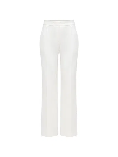 Alberta Ferretti Satin-stripe Pleated Flared Trousers In White