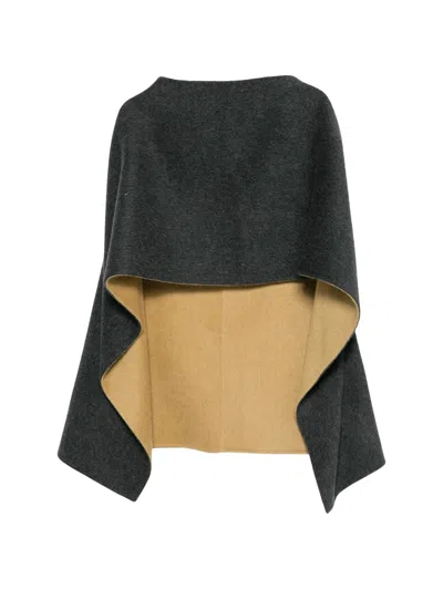 Alberta Ferretti Felted Wool Asymmetric Scarf In Multi