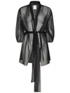 Alberta Ferretti Organic Silk Chiffon Cape With Waist Sash In Black