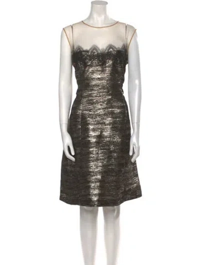 Pre-owned Alberta Ferretti Scoop Neck Knee-length Dress In Gold