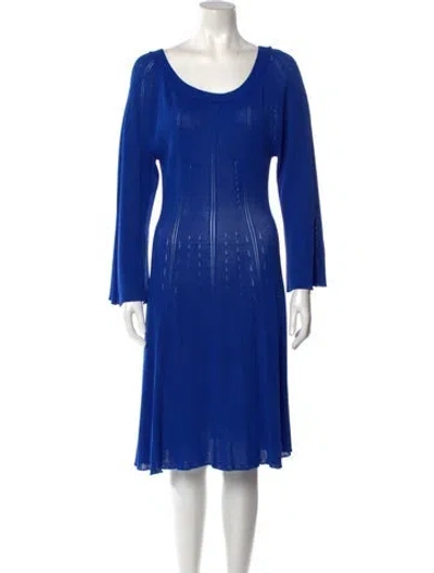 Pre-owned Alberta Ferretti Scoop Neck Knee-length Dress W/ Tags In Blue