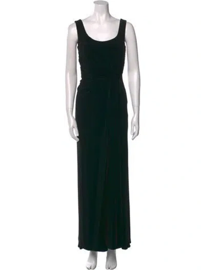 Pre-owned Alberta Ferretti Scoop Neck Long Dress In Black