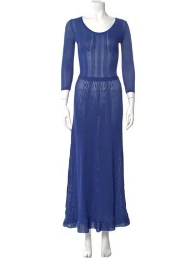 Pre-owned Alberta Ferretti Scoop Neck Long Dress In Blue