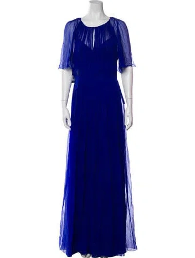 Pre-owned Alberta Ferretti Scoop Neck Long Dress In Blue