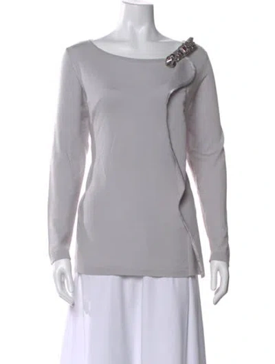 Pre-owned Alberta Ferretti Scoop Neck Long Sleeve Blouse In Gray