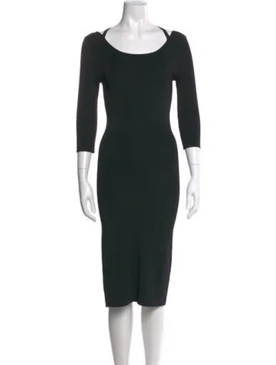 Pre-owned Alberta Ferretti Scoop Neck Midi Length Dress In Black
