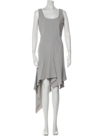 Pre-owned Alberta Ferretti Scoop Neck Midi Length Dress In Gray