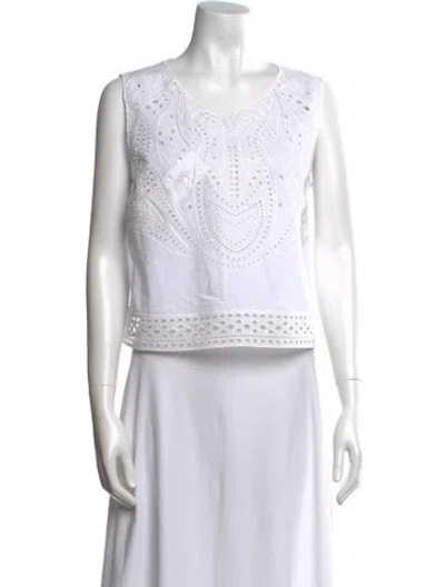 Pre-owned Alberta Ferretti Scoop Neck Sleeveless Crop Top In White