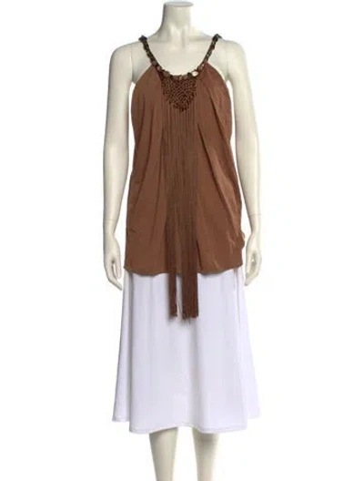 Pre-owned Alberta Ferretti Scoop Neck Sleeveless Tunic W/ Tags In Brown