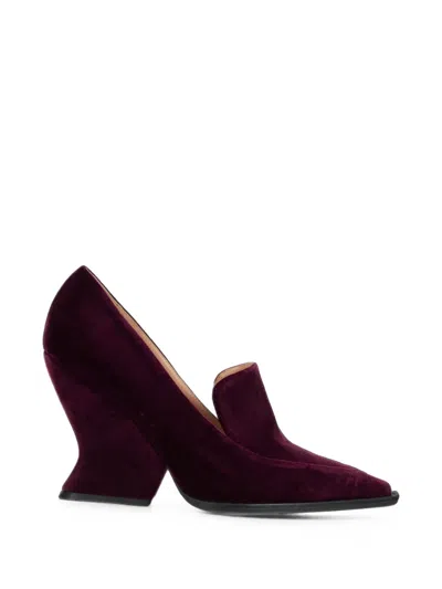 Alberta Ferretti Sculptural-heel Pumps In Burgundy