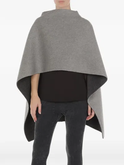Alberta Ferretti Seam-detail Wool Cape In Gray