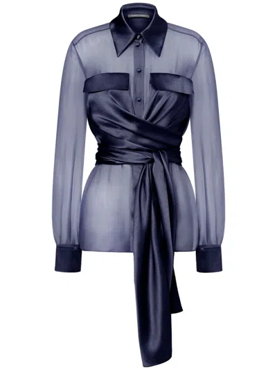 Alberta Ferretti Semi-sheer Blouse In Blue