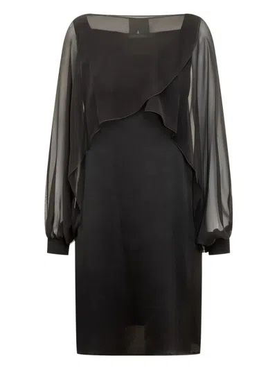 Alberta Ferretti Semi-sheer Midi Dress In Black