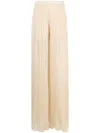 Alberta Ferretti Semi-sheer Pleated Silk Trousers In Neutrals