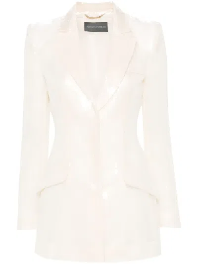 Alberta Ferretti Semi-sheer Sequinned Blazer In Neutrals