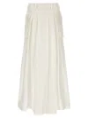 Alberta Ferretti Long Skirt In Linen Silk With Pockets In White
