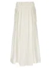 Alberta Ferretti Long Skirt In Linen Silk With Pockets In White