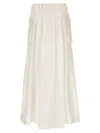 Alberta Ferretti Long Skirt In Linen Silk With Pockets In White