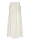 Alberta Ferretti Long Skirt In Linen Silk With Pockets In White
