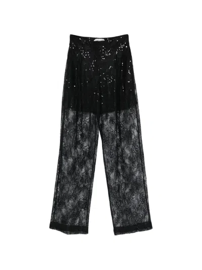 Alberta Ferretti Sequin-detail Lace Trousers In Black