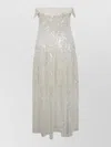 Alberta Ferretti Sequin Dress Floor Length Off Shoulder In Metallic
