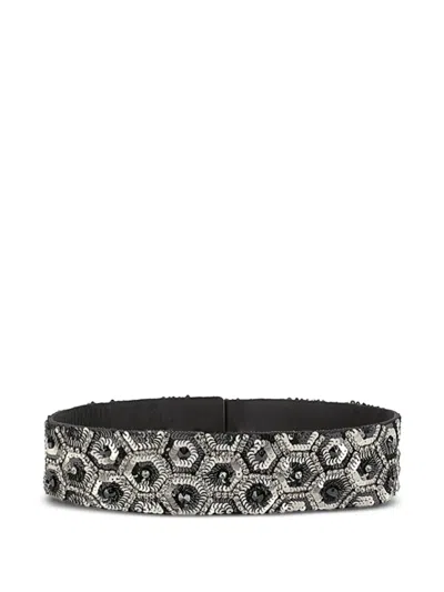 Alberta Ferretti Sequin-embellished Belt In Black