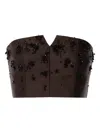Alberta Ferretti Sequin-embellished Corset Top In Brown
