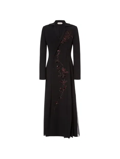 Alberta Ferretti Sequin-embellished Double-breasted Maxi Dress In Black