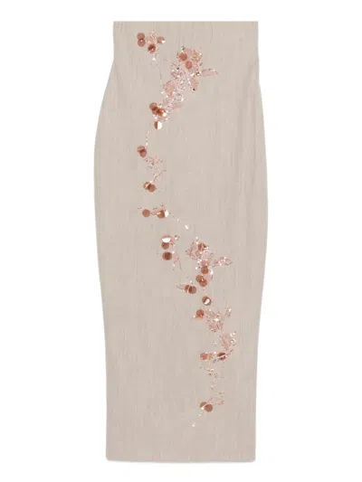 Alberta Ferretti Sequin-embellished Maxi Skirt In Brown