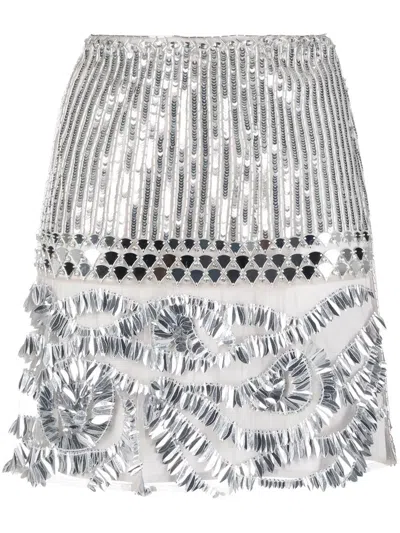 Alberta Ferretti Sequined Skirt In 银色