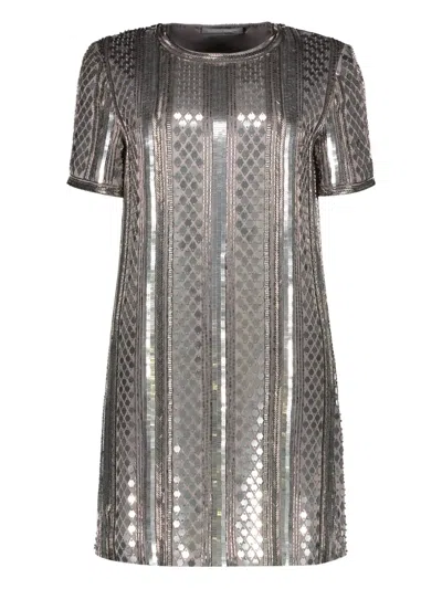 ALBERTA FERRETTI SEQUIN-EMBELLISHED SHORT-SLEEVED MINI DRESS