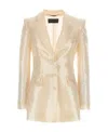 Alberta Ferretti Sequin Embellished Single-breasted Blazer In Nude