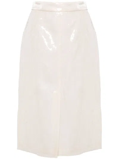 Alberta Ferretti Sequin-embellished Skirt In Neutrals