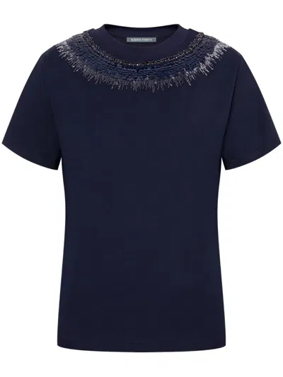 Alberta Ferretti Sequin-embellished T-shirt In Blue
