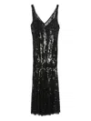 Alberta Ferretti Sequin-embellished V-neck Gown In Black