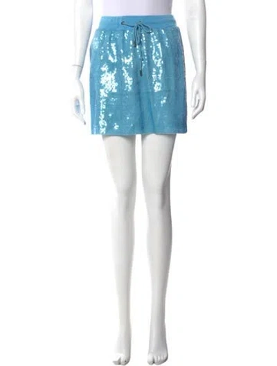 Pre-owned Alberta Ferretti Sequin Embellishments Mini Skirt In Blue