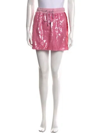 Pre-owned Alberta Ferretti Sequin Embellishments Mini Skirt In Pink