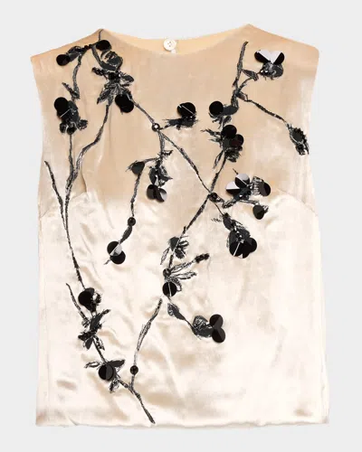 Alberta Ferretti Sequin Embroidered Velvet Sleeveless Top In Multi