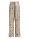 Alberta Ferretti Sequin Floral Trousers In Neutral