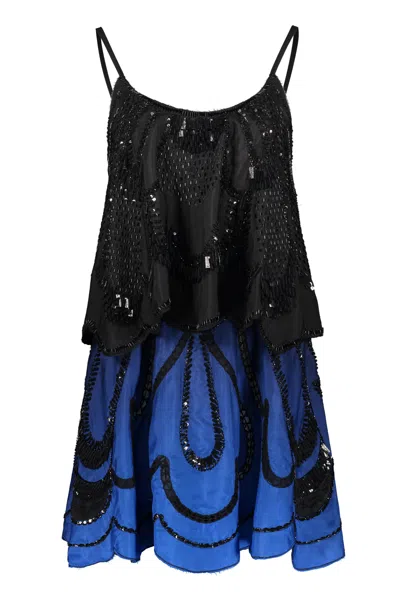 Alberta Ferretti Kids' Sequin Mini-dress In Black