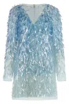 Alberta Ferretti Sequin-embellished Mini Dress In Blue