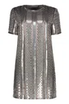 Alberta Ferretti Sequin-embellished Short-sleeved Mini Dress In Gray