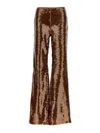 Alberta Ferretti Brown Pants With All-over Sequins In Tech Fabric Woman In Bronze