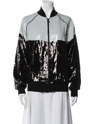 Pre-owned Alberta Ferretti Sequin Patterned Bomber Jacket In Black