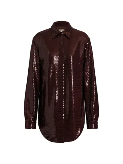 Alberta Ferretti Sequin Shirt In Brown