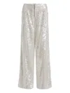 Alberta Ferretti Wide Leg Trousers Sequin Detail Pockets In White